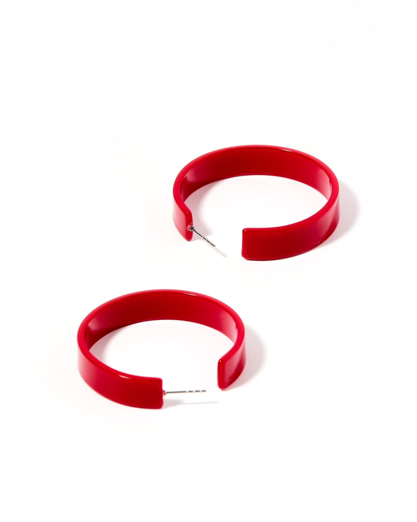 Ashley Medium Hoop Earrings - True Red