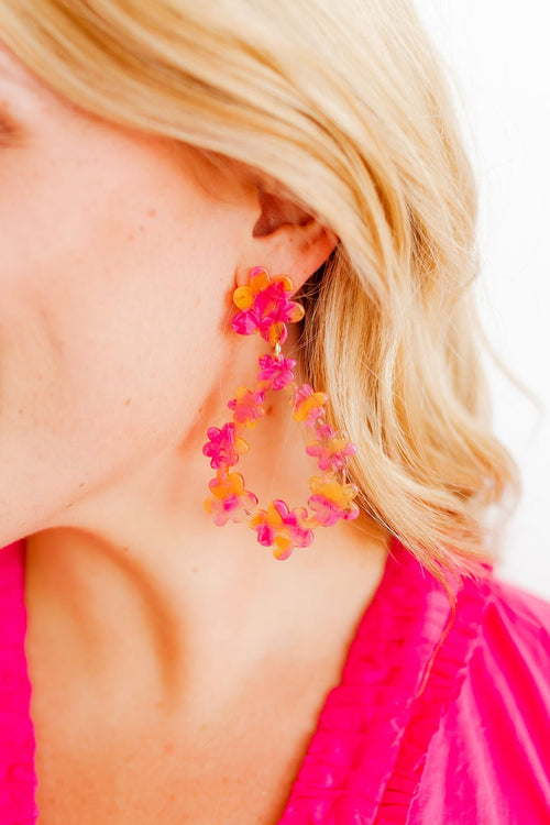 Bianca Statement Earrings - Pink Tangerine