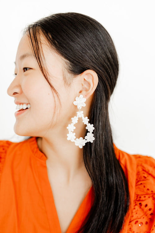 Bianca Statement Earrings - White Shell