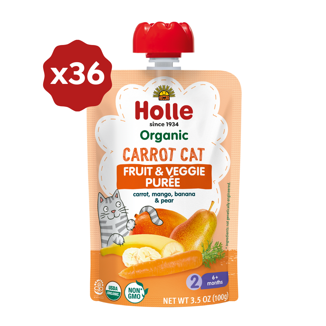 Holle Organic Carrot Cat - Fruit & Veggie Purée Pouches