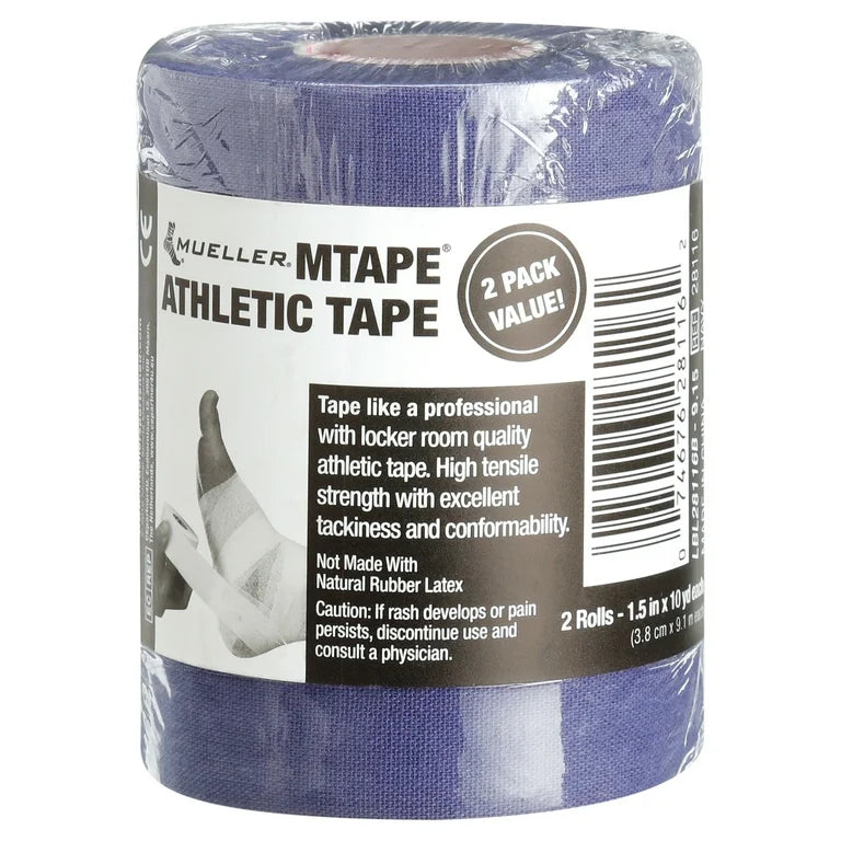 Mueller MTape Sporttape, Marineblau, 2er-Pack, je 3,8 cm x 9,1 m