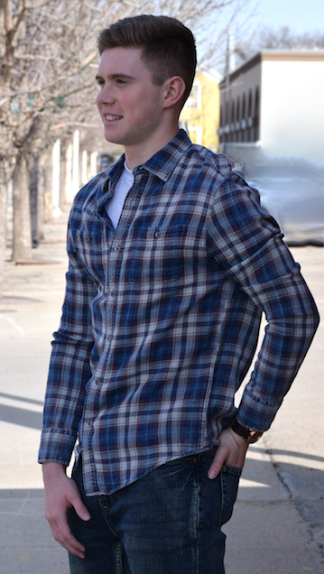 Indigo Plaid L/S Button Up