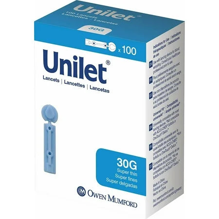 Owen Mumford Unilet Super Thin Lanceta Sterile për Gjakun 30 Gauge 100 Copë