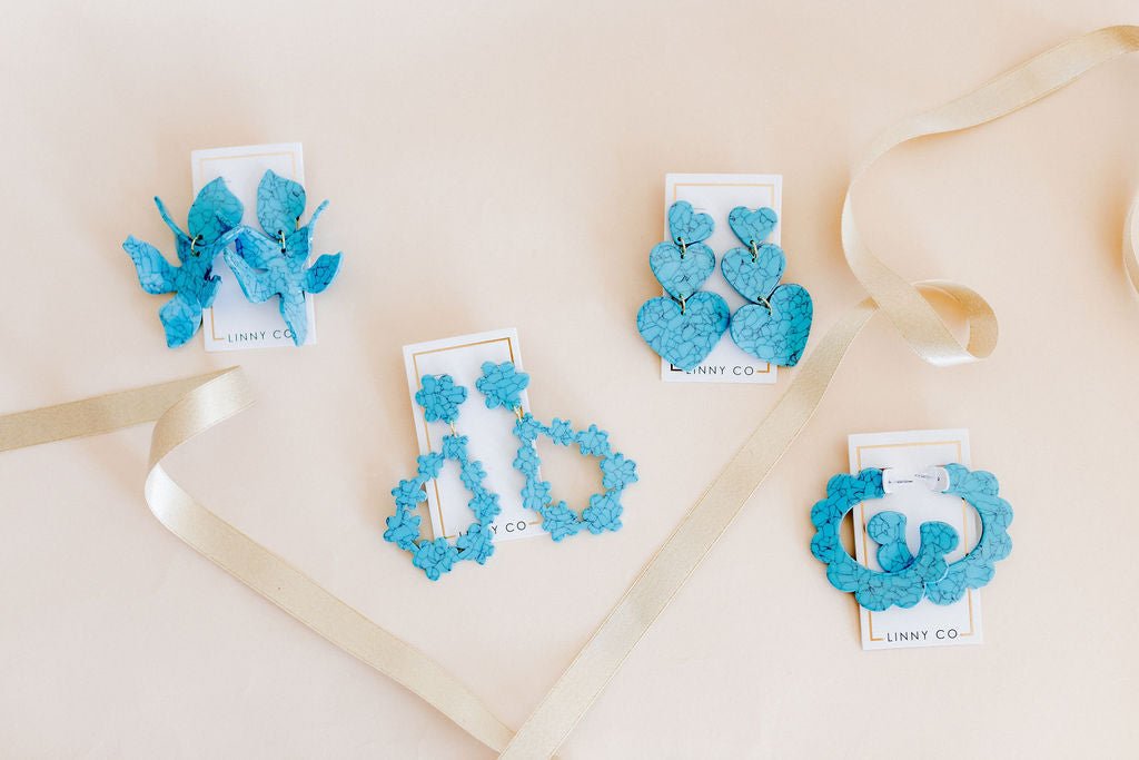 Flora Statement Earrings - Turquoise