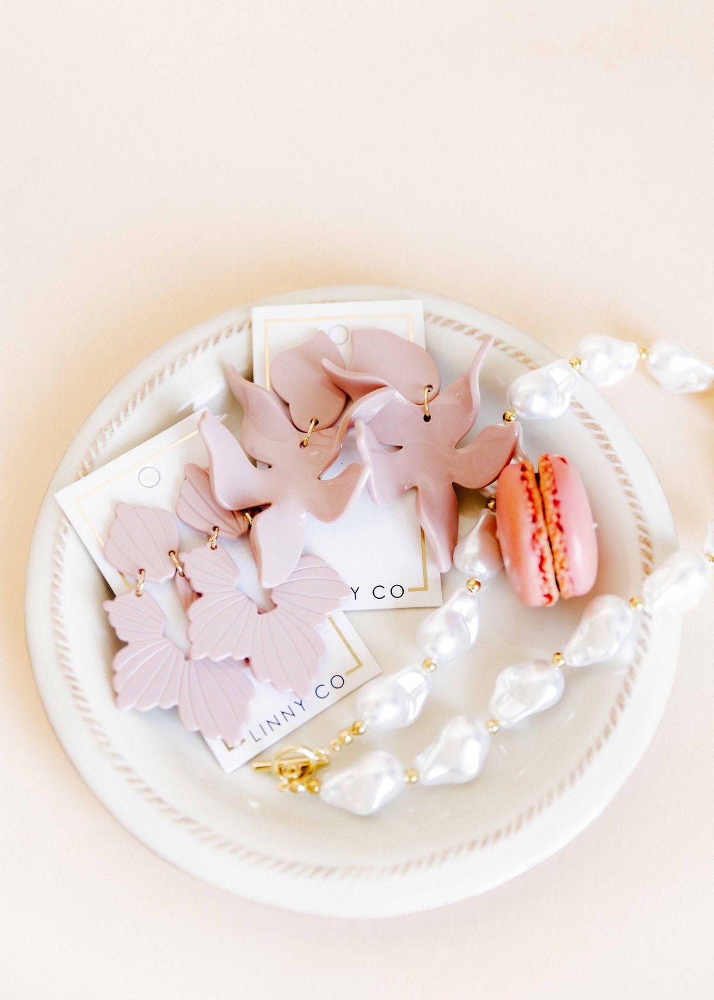 Flora Statement Earrings - Vintage Rose