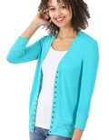 Snap Cardigan 3/4 Sleeve - Ice Blue