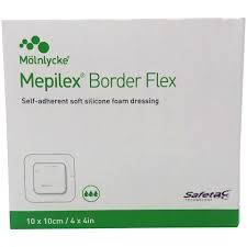 Mepilex Border 10x10 cm selbsthaftender Schaumverband mit Safetac Technologie, 5 Stück Packung