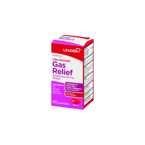 Leader™ Ultra Strength Gas Relief – 250 mg Simethicone (60 kapsula të buta)
