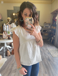 V Neck Solid Sleeveless Loose Top - White