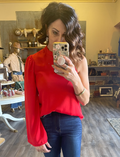 One Shoulder Trumpet Sleeve Top