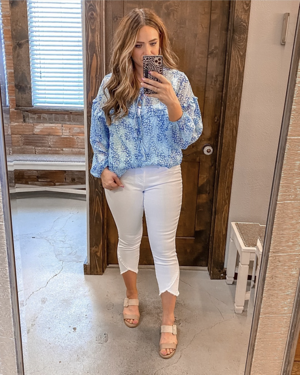 Printed Ruffle Blouse