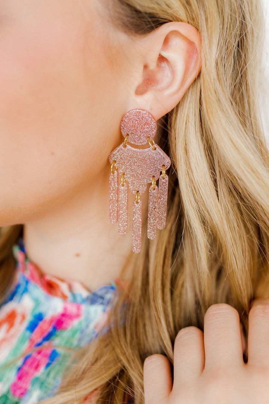 Janelle Statement Earrings - Blush Glitter