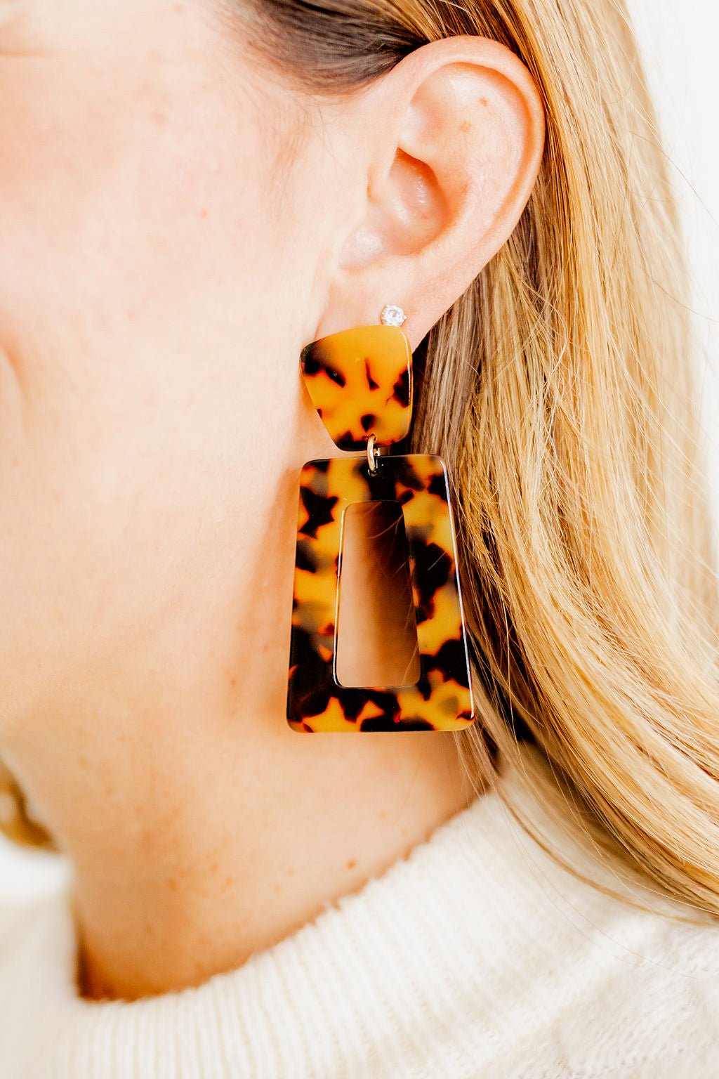 Kennedy Statement Earrings - Brown Tortoise