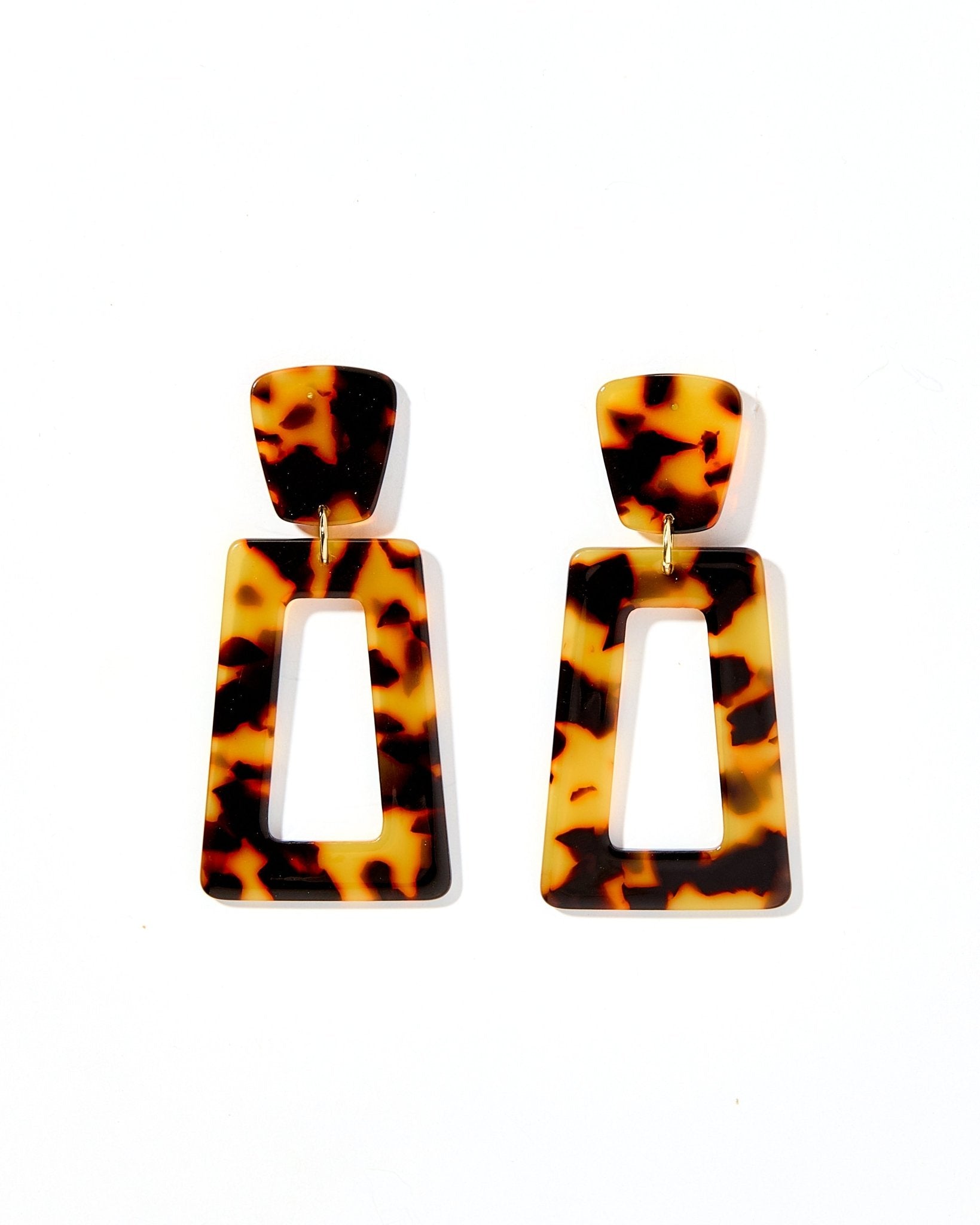 Kennedy Statement Earrings - Brown Tortoise