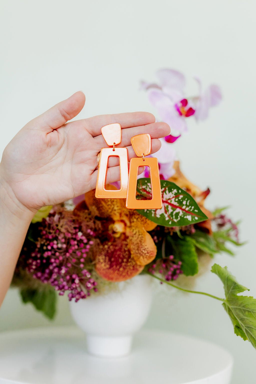 Kennedy Statement Earrings - Metallic Orange