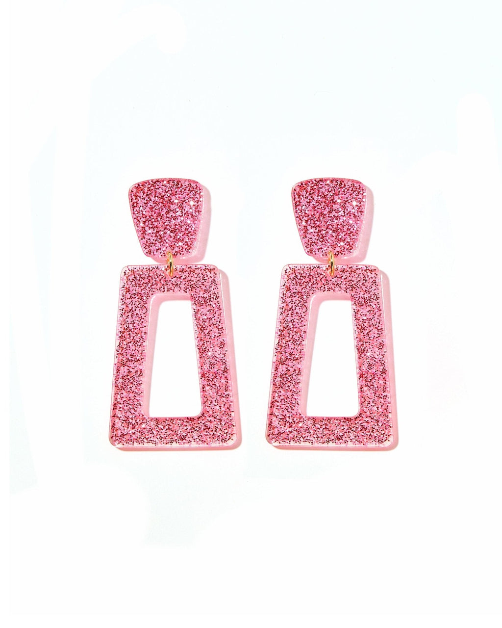 Kennedy Statement Earrings - Pink Glitter