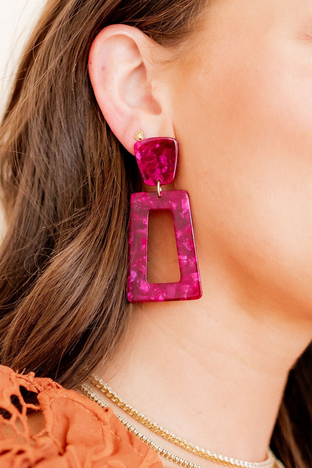 Kennedy Statement Earrings - Pinot Noir
