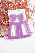 Kennedy Statement Earrings - Purple Glitter