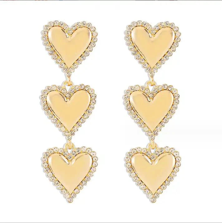 Layla Heart Statement Earrings - Gold