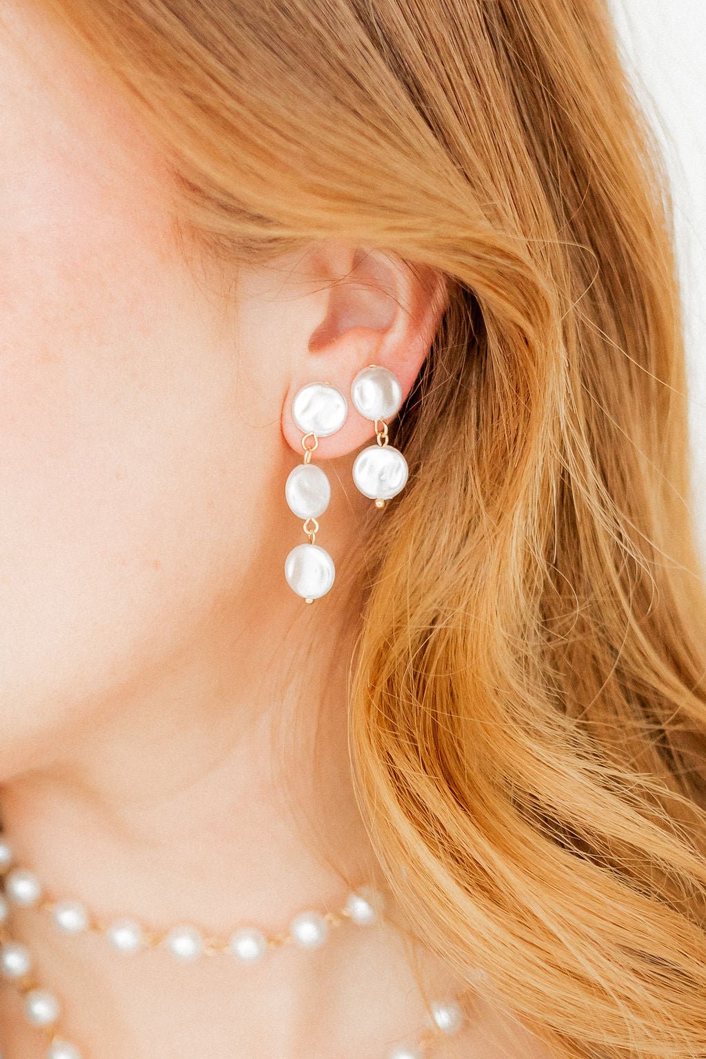 Libby Drop Statement Earrings - 2 Pearl