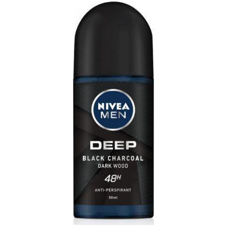 Nivea Deep Black Carbon Dark Wood Roll On Antiperspirant Për Meshkuj 48 Orë 50 Ml