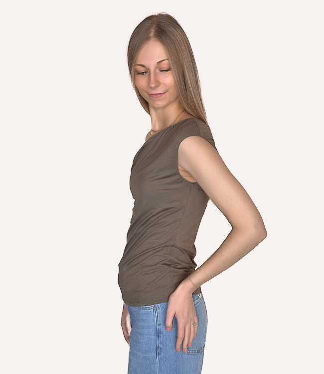 Asymmetrical One Shoulder Knit Top - Olive