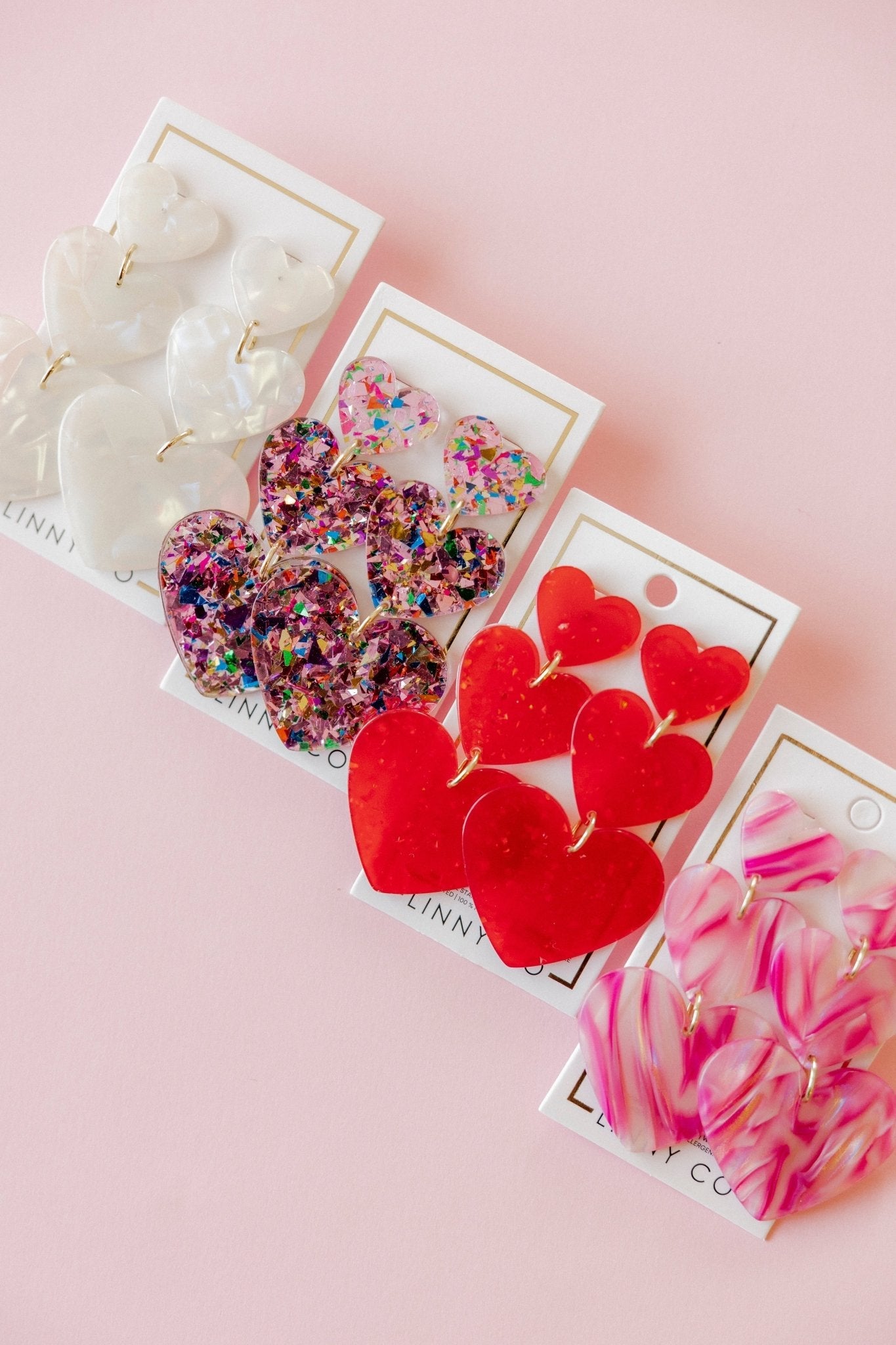 Penny Heart Statement Earrings - Love Struck Pink