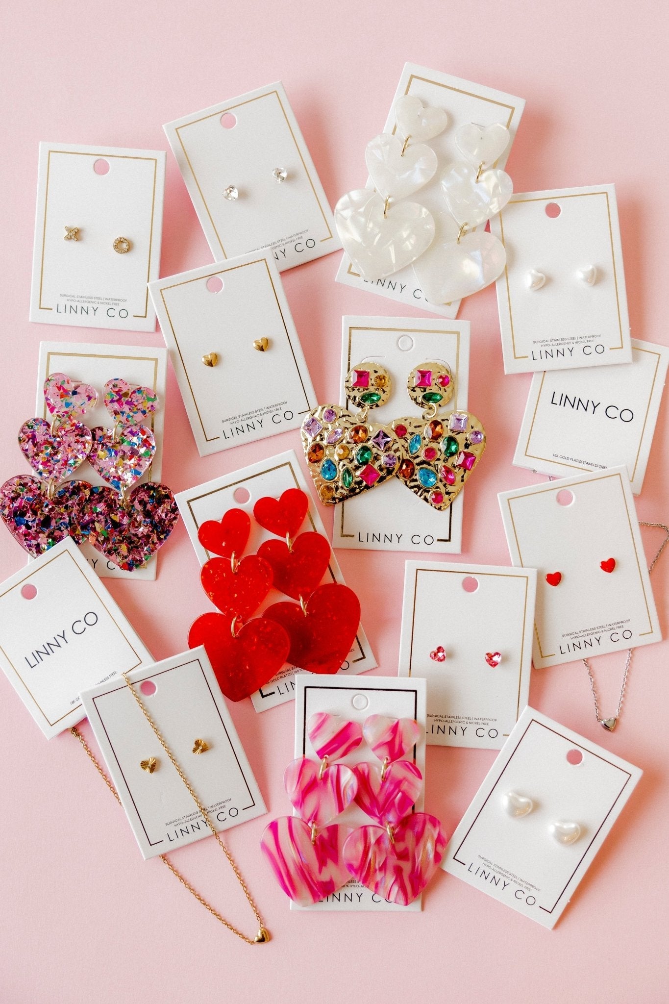 Penny Heart Statement Earrings - Love Struck Pink