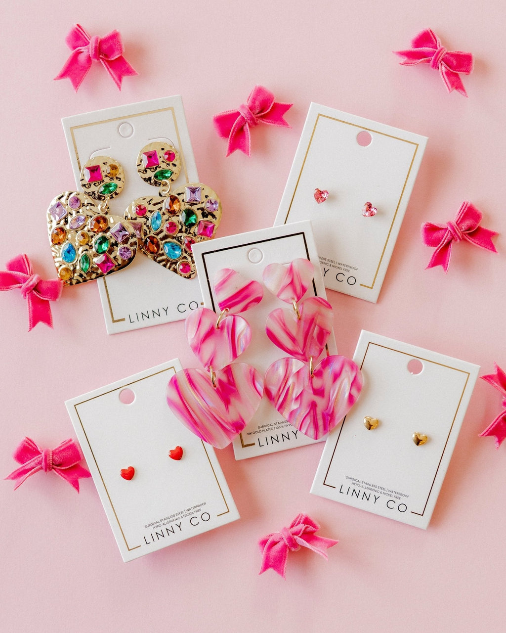 Penny Heart Statement Earrings - Love Struck Pink