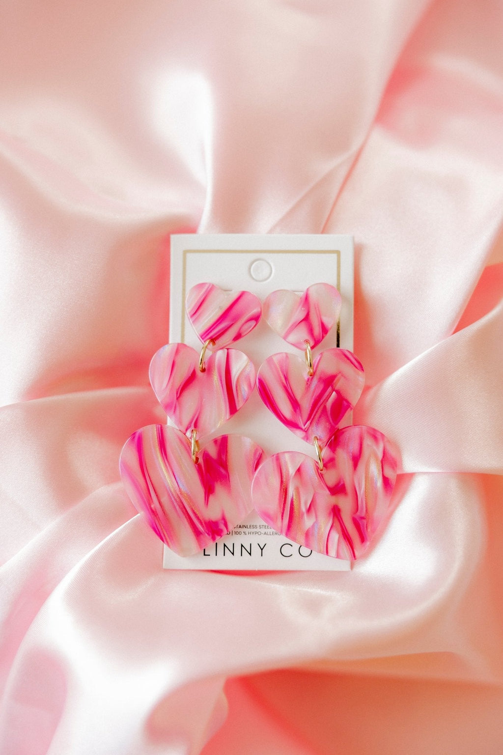 Penny Heart Statement Earrings - Love Struck Pink