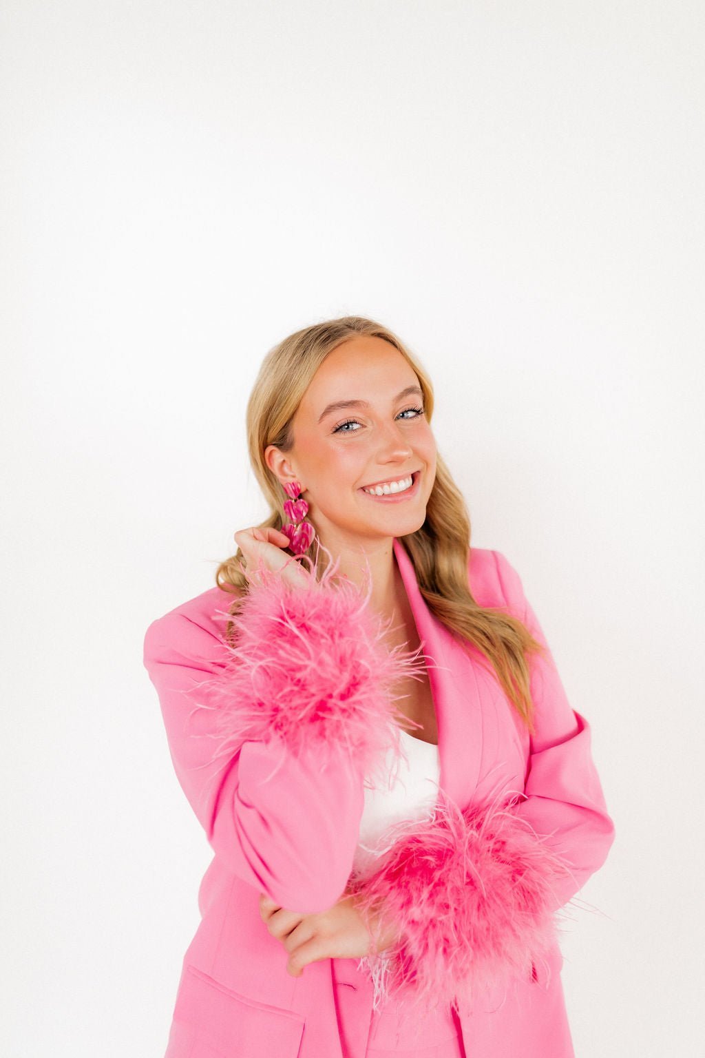 Penny Heart Statement Earrings - Love Struck Pink