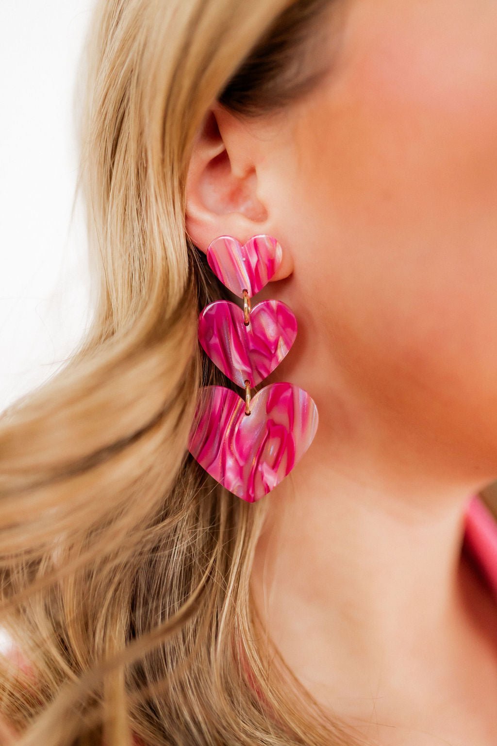 Penny Heart Statement Earrings - Love Struck Pink