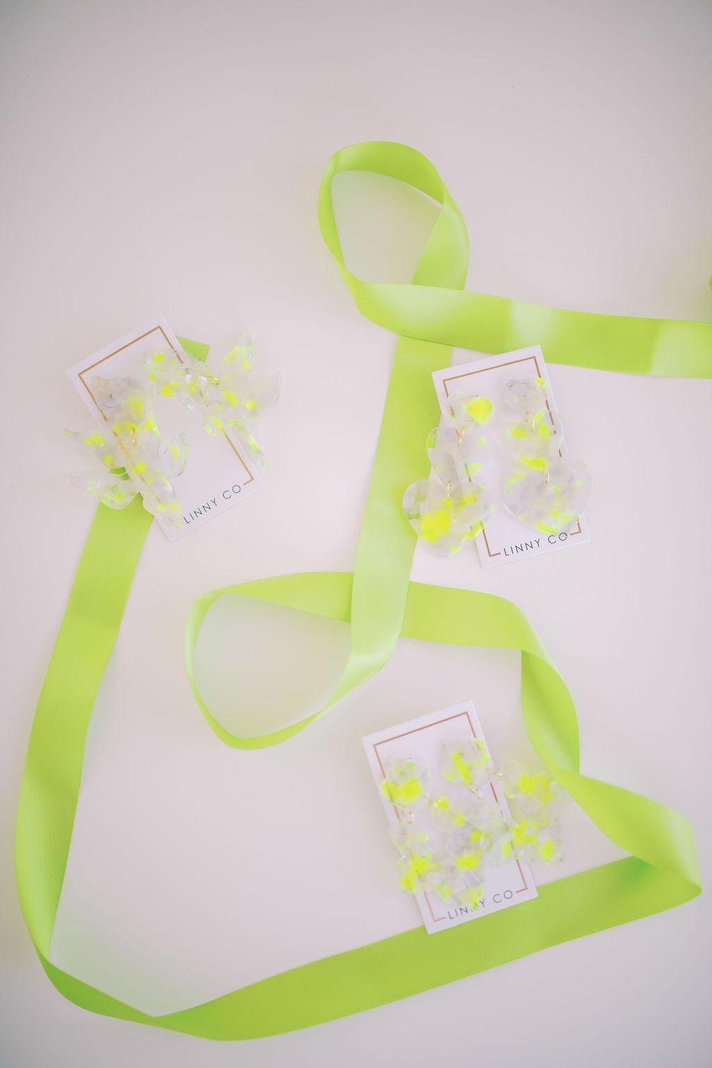 Penny Heart Statement Earrings - Neon Yellow Clouds