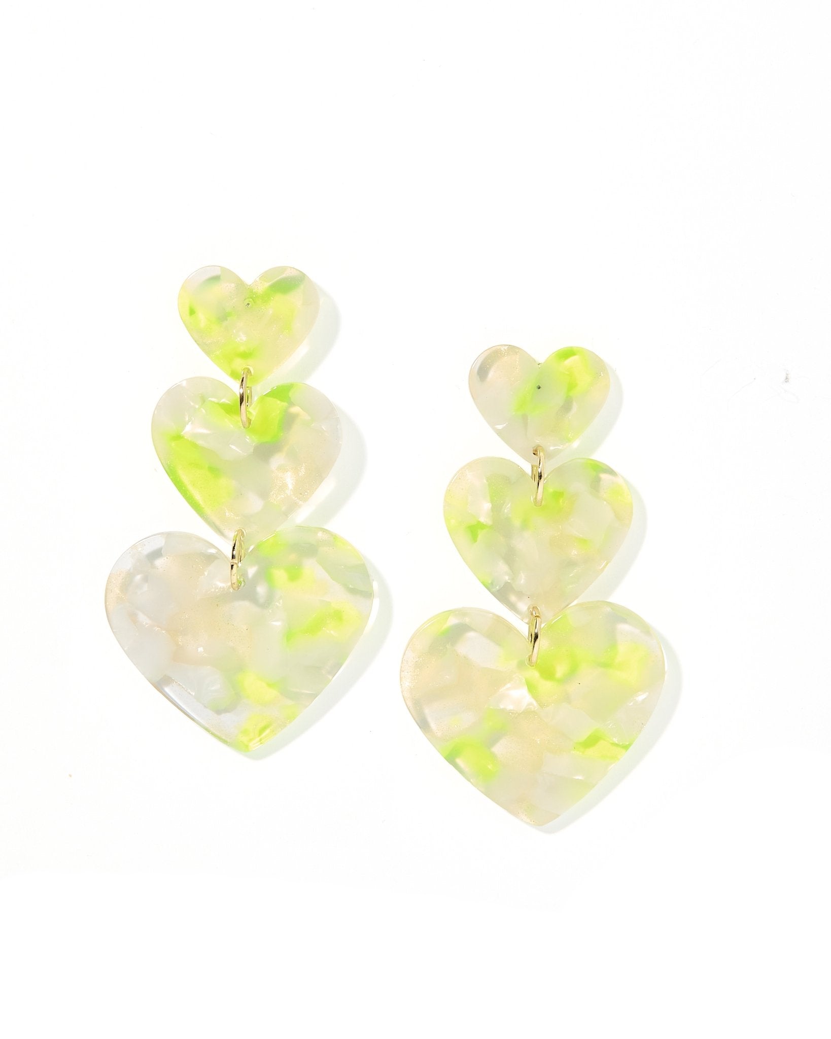 Penny Heart Statement Earrings - Neon Yellow Clouds
