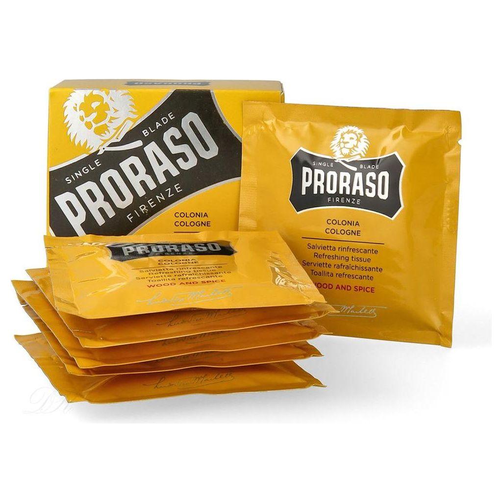 Proraso Single Blade Wood and Spice Eau De Cologne Tücher (6 Sachets)