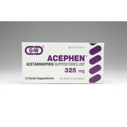 Acephen 325 mg Supozitorë Acetaminophen - Reduktues i Etheve dhe Lehtësues i Dhimbjeve