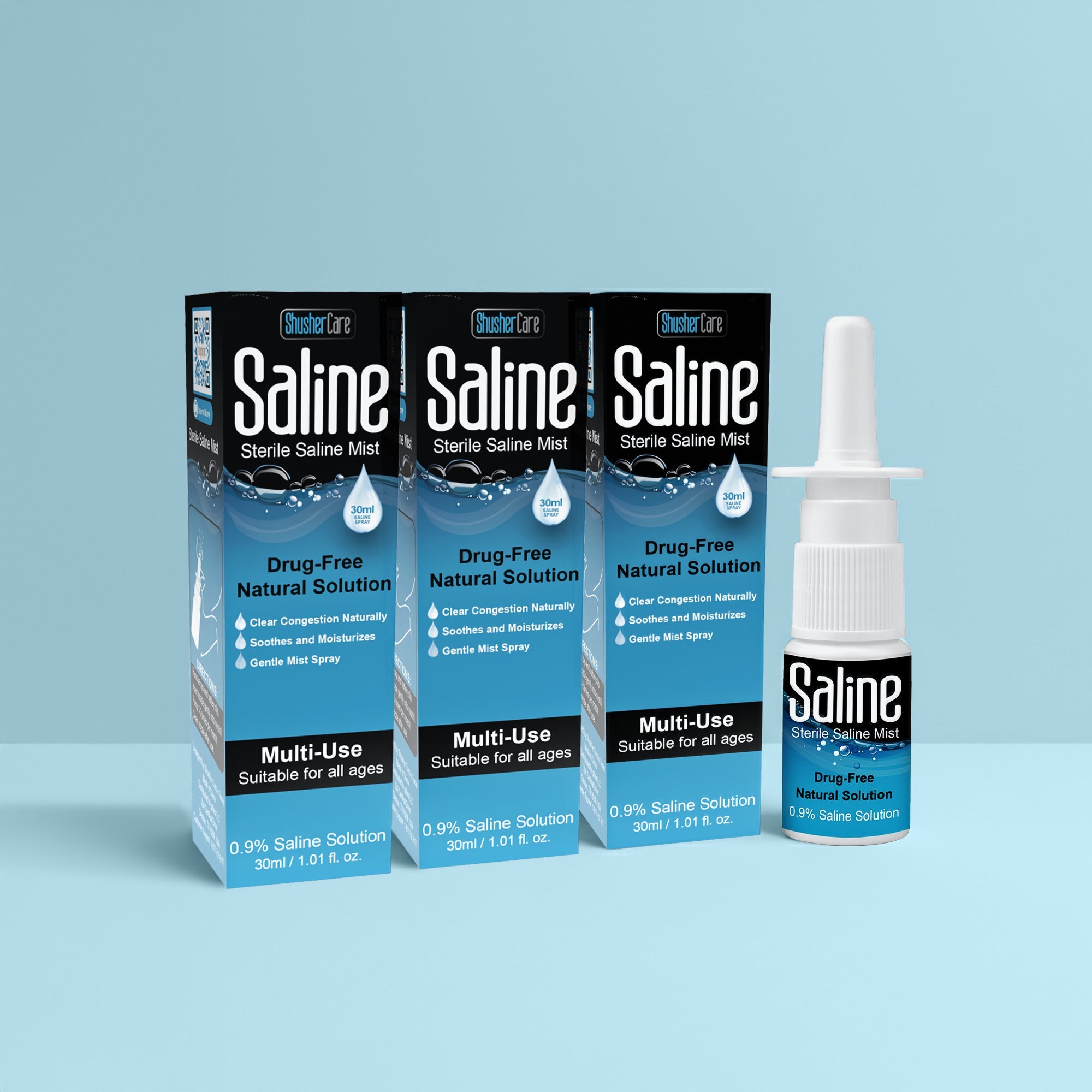 Shusher Care Saline Nasal Spray – Drug-Free, Preservative-Free Congestion Relief for Babies & Family