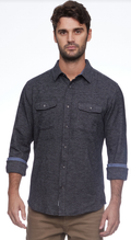 Burnsville Solid Stretch Flannel LS - Charcoal