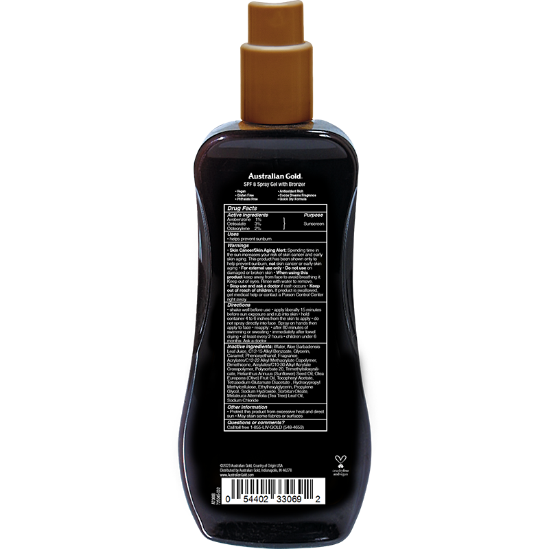 Australian Gold SPF 8 Spray Gel Bronzues 8 fl oz