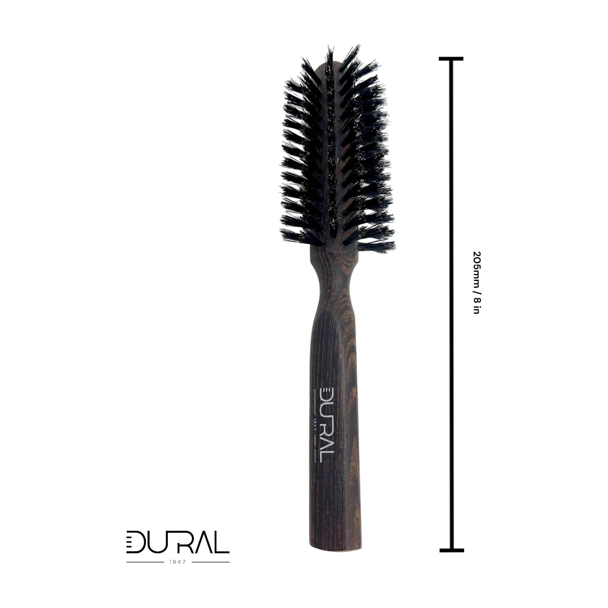 Furçë gjysmërrethore flokësh Dural Thermo me dru ash dhe qime derri - 8 rreshta